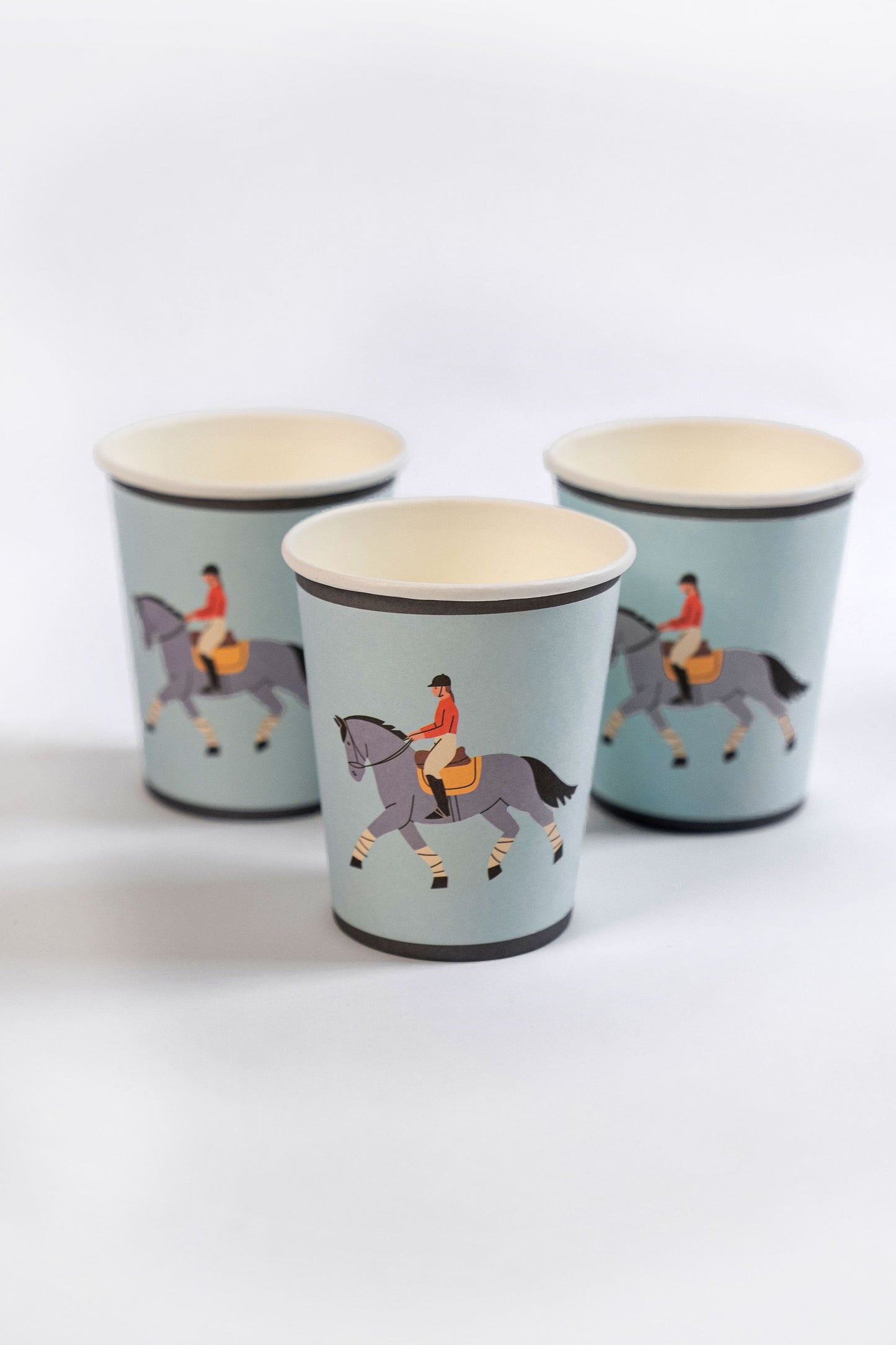 Equestrian tableware pack with horse party supplies including dinner plates, dessert plates, cups, and napkins for pony-themed birthday celebrations