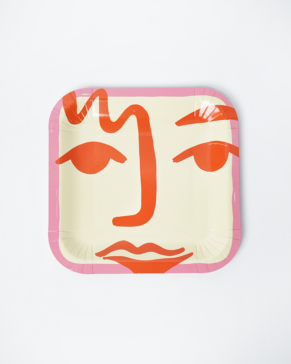 Abstract face kids dessert plate – paper partyware