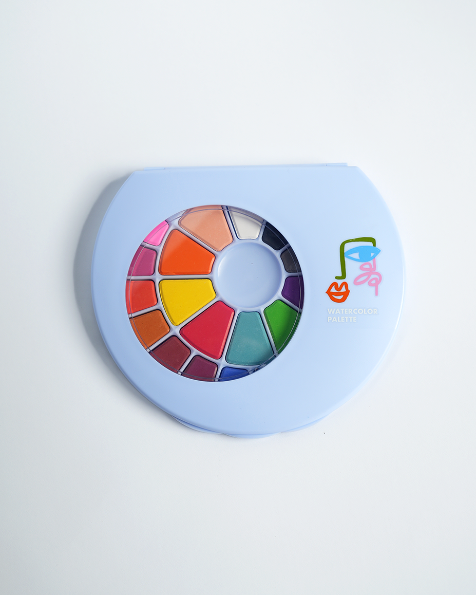 Art Party Watercolor Palette 10-count display case with 24-color palettes and paintbrushes for parties and gifts