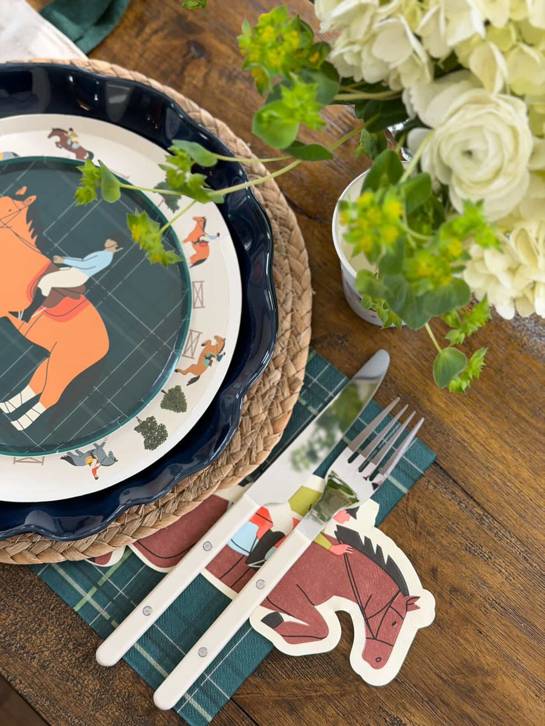 horse derby party plates cups napkins silverware