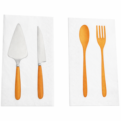 Set of 12 cute paper party napkins with chef's tools design for cooking parties