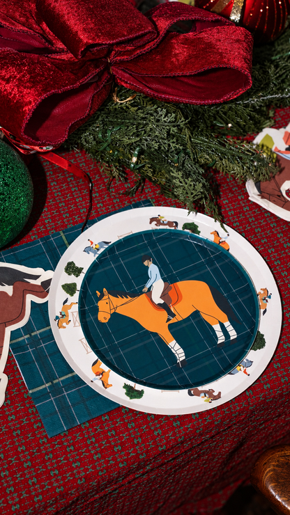 Equestrian Tableware Pack - Horse Party Supplies Set for 12 (Dinner + Dessert Plates, Cups, Napkins) | Pony Birthday Kit