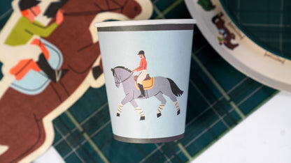 Horse Party Supplies Set for 12 – Equestrian Tableware Pack (Dinner + Dessert Plates, Cups, Napkins) | Pony Birthday Kit