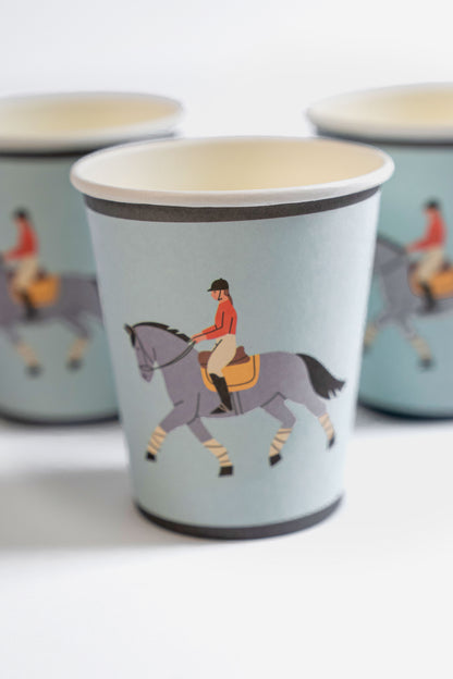 Equestrian Horse Riding Paper Cups (9 oz) | Recyclable Eco Cups for Horse Party, Kids Birthday, Derby or Pony Theme