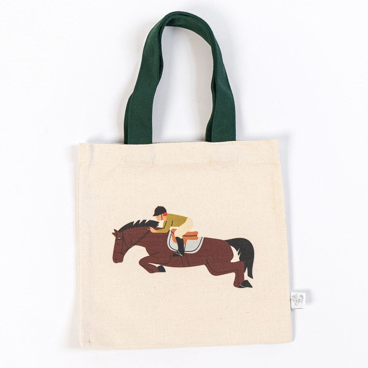 Mini tote bag with jumping horse design for kids' pony party favors
