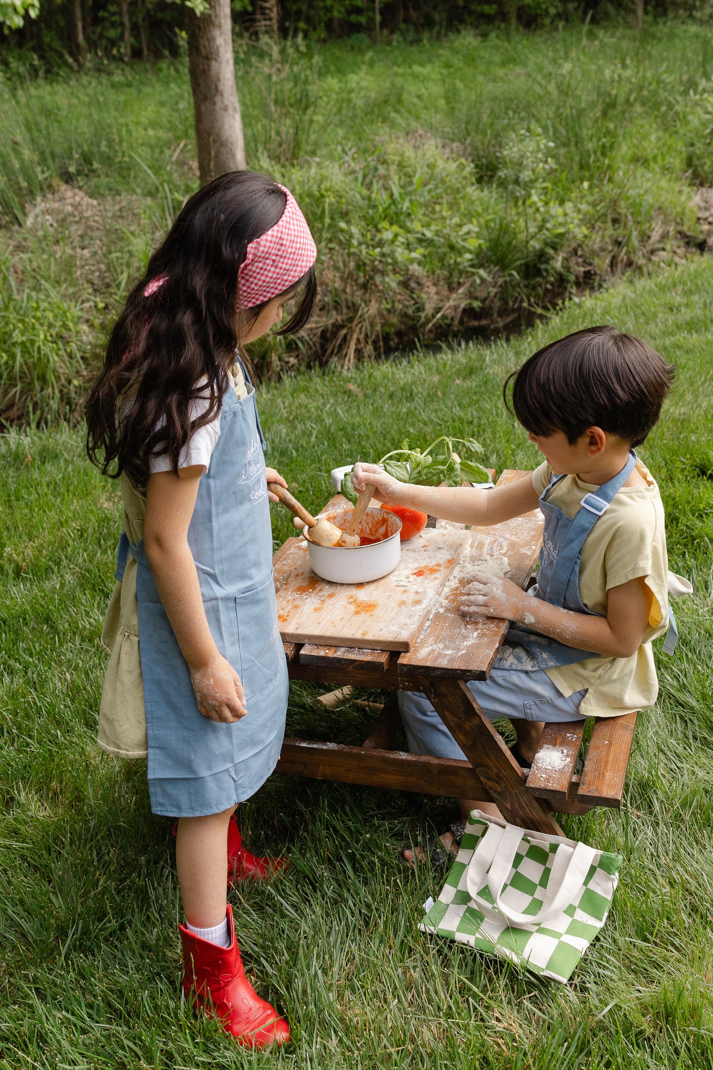 Little Chef Embroidered Linen Cooking Aprons