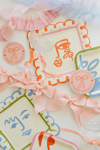 Essential Art Party Pack with modern painting-themed plates, cups, and napkins for 12 kids