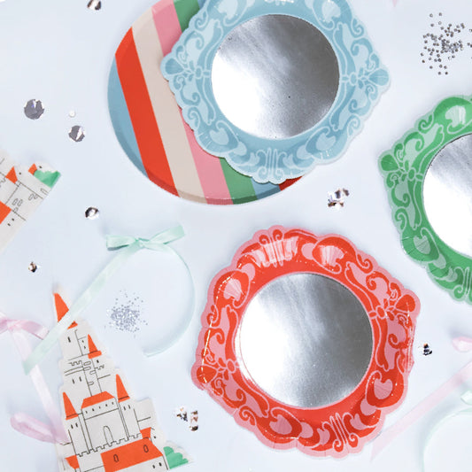 Castle-shaped paper napkins with intricate fairytale castle design for kids' princess party decorations